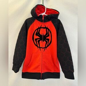 Spiderman Boys Red Black Hoodie Sweatshirt Size: 8